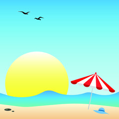 Beach sea vector image illustration