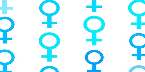 Obraz premium Light BLUE vector backdrop with woman's power symbols.