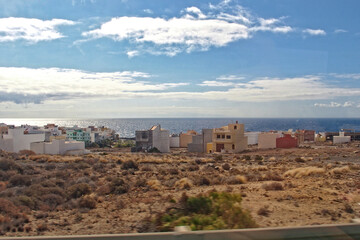  landscapes from the Spanish island of Tenerife with the highway and the ocean