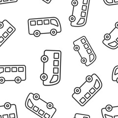 Bus icon in flat style. Coach vector illustration on white isolated background. Autobus vehicle seamless pattern business concept.