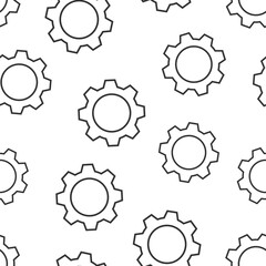 Gear vector icon in flat style. Cog wheel illustration on white isolated background. Gearwheel cogwheel seamless pattern business concept.