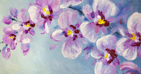 Orchid flowers. Oil painting © Marina