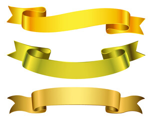 Set of golden ribbon banners.