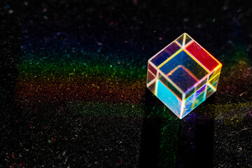 Color square crystal with rainbow