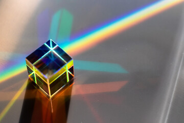 Fototapeta na wymiar Color square crystal with rainbow