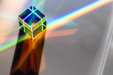 Color square crystal with rainbow