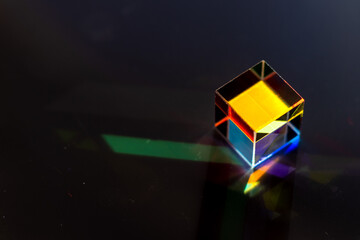 Color square crystal with rainbow