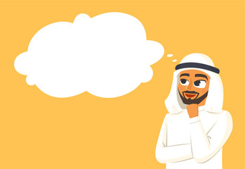 Arabian businessman dreaming, vector illustration