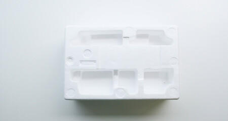 Styrofoam box  on white background, Sao Paulo, Brazil