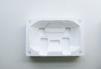 Styrofoam box  on white background, Sao Paulo, Brazil