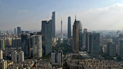 Fototapeta premium top view of Guangzhou city business center