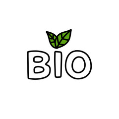bio sign doodle icon, vector color illustration