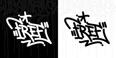 Abstract Hip Hop Hand Written Graffiti Style Word Free Vector Illustration Art - obrazy, fototapety, plakaty