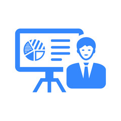 Analytics, blue graph, presentation icon