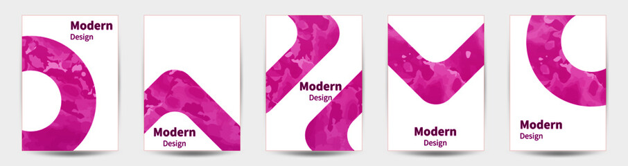 watercolor brochure, flyer, booklet, card, colorful design set.