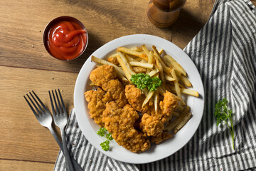 Deep Fried Chicken Tenders and Fries