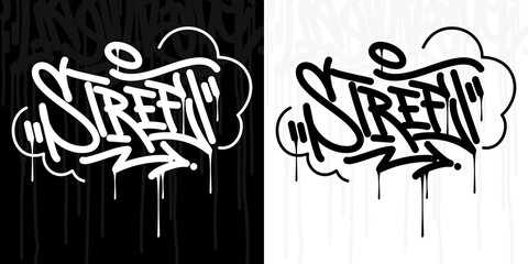Abstract Hip Hop Hand Written Graffiti Style Word Street Vector Illustration Art - obrazy, fototapety, plakaty