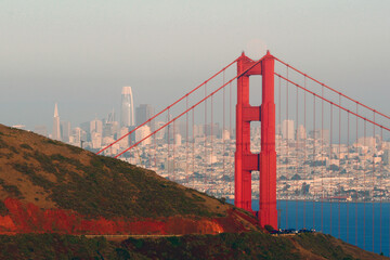 Golden Gate Bridge with Full Moon, San Francisco