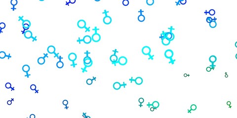 Fototapeta na wymiar Light Blue, Green vector pattern with feminism elements.