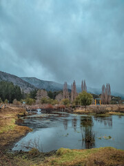 River at the foot of the mountain