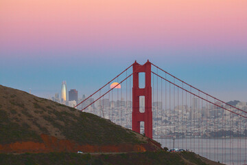 Golden Gate Bridge with Full Moon, San Francisco