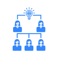 Business idea, teamwork blue icon
