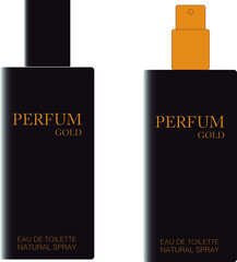 Vector envase de perfume sobre fondo. blanco
