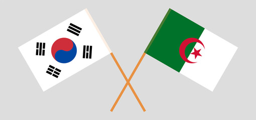 Crossed flags of Algeria and South Korea