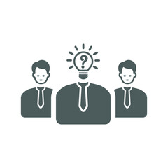 Business idea, teamwork icon / gray vector