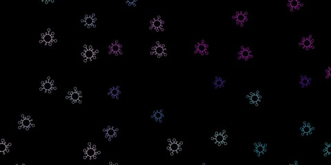 Fototapeta na wymiar Dark pink, blue vector pattern with coronavirus elements.