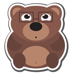 Fototapeta premium cute kawaii bear sticker, volume with shadow; can use for print, apps or web. staff for baby shower party