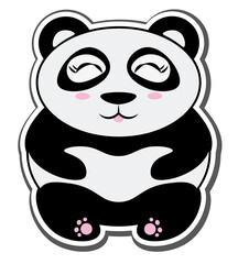 cute kawaii panda sticker, volume with shadow; can use for print, apps or web. staff for baby shower party