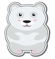 Fototapeta premium cute kawaii polar bear sticker, volume with shadow; can use for print, apps or web. staff for baby shower party