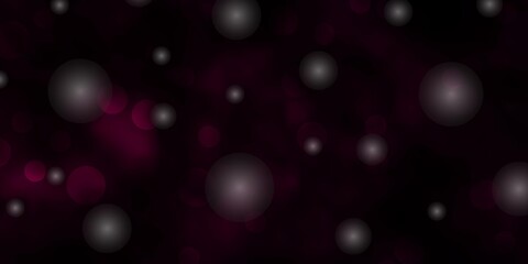 Dark Pink, Blue vector background with circles, stars. Abstract illustration with colorful spots, stars. Pattern for booklets, leaflets.