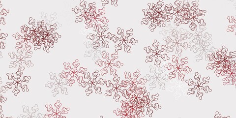 Light red vector doodle pattern with flowers.