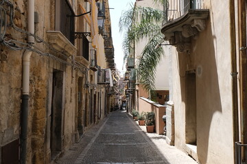 Fototapeta na wymiar Residential Lane in Historic Cefalù