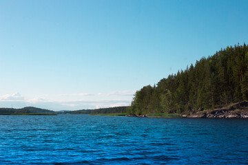 Ladoga Lake with Stone Embankment in Sortavala