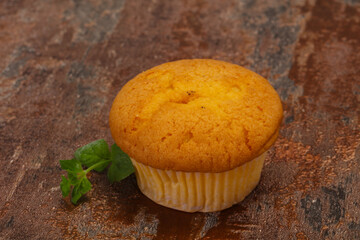 Sweet tasty muffin served mint