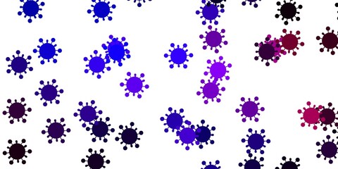 Light blue, red vector backdrop with virus symbols.