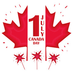 Happy Canada day card with a maple leaf - Vector