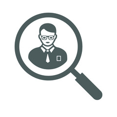 Employee, job, gray search icon