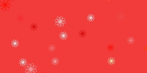 Light Red, Yellow vector doodle texture with flowers.