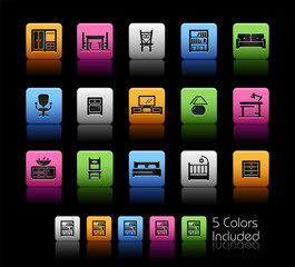 Furniture Icons // ColorBox Series - The Vector file includes 5 color versions for each icon in different layers.