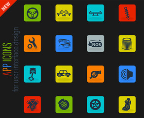 auto tuning icon set