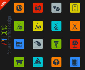 billiards icon set
