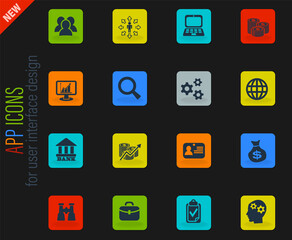 business management and human resources icon set