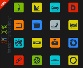 Car shop icons set