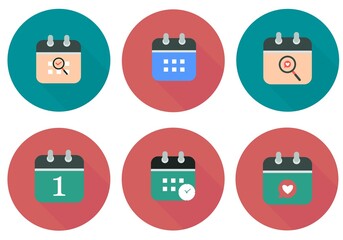 Set of Calendar icons vector illustration. Vector calendar icons in flat design style. Calendar icons graphic design vector symbols. Mark the date, holiday, important day.