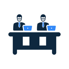 Working at office icon / vector graphics