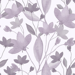Woven lilac flowers seamless pattern